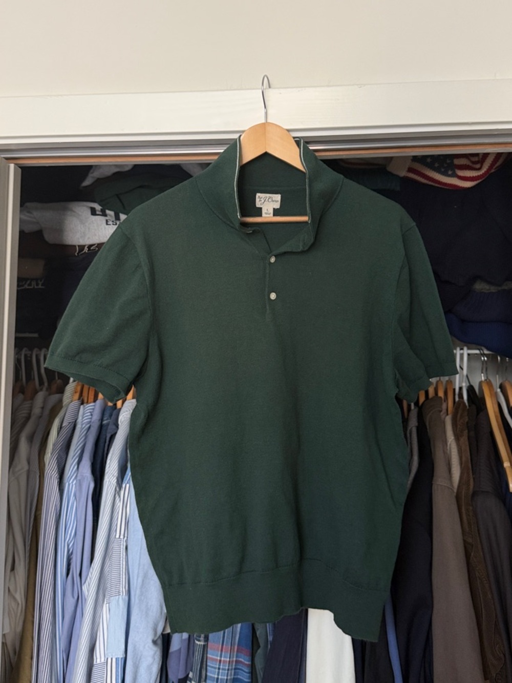 J. Crew Forest Green Short-Sleeve Knit Sweater Polo